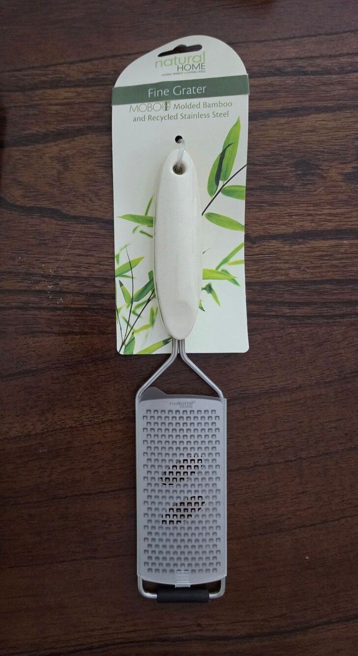 Natural Home MOBOO Fine Grater Recycled Stainless Steel Bamboo Handle New